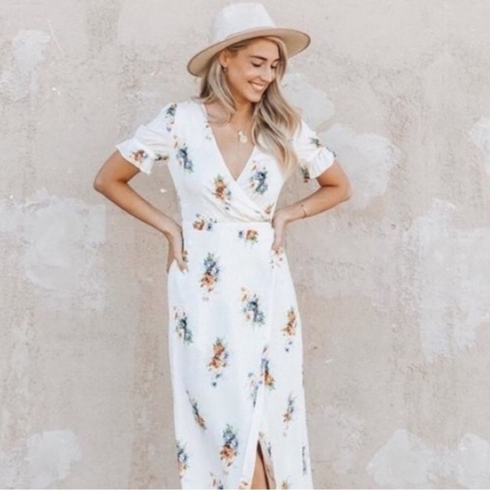 Madewell | Ruffle Sleeve Faux Wrap Floral Maxi Dress